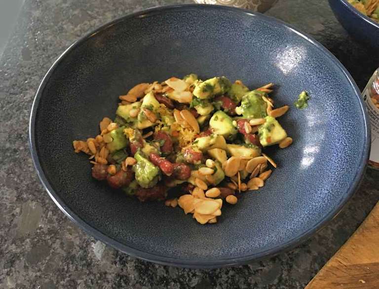 Avocado And Red Bean Salad With Crispy Garlic Recipe Cuisine Fiend